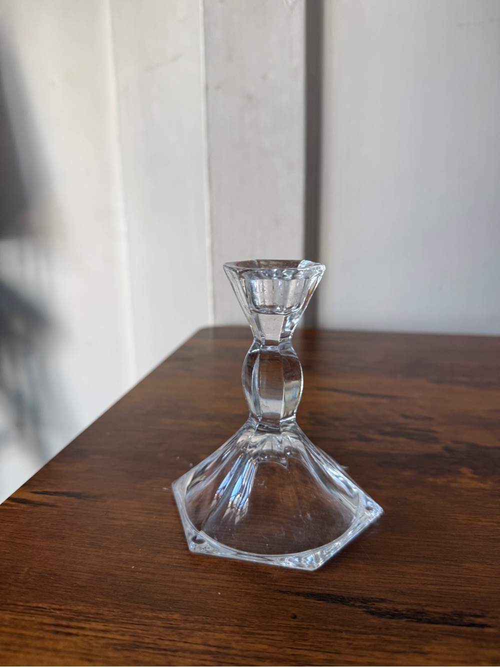 Clear Glass Candlestick Holder - Elegant Home Dining Accent